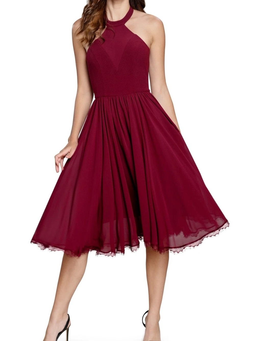 Dress the Population Giorgia Dress in Burgundy